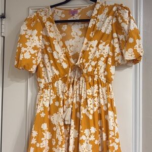Miami Mustard Floral Midi Dress
